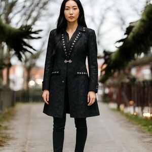 Midnight velvet Black Women's gothic Coat